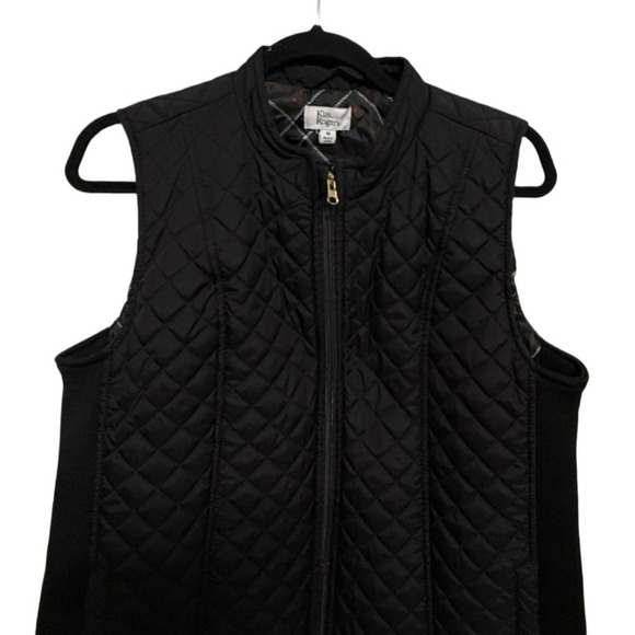 Kim Roger's Solid Black Everyday Quilt Vest Puffer Vest Size Medium - Picture 2 of 6